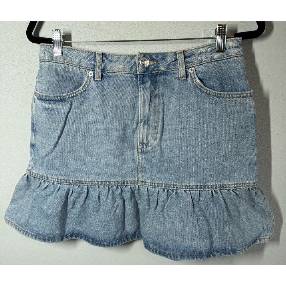 NEW Forever 21 Peplum Jean Skirt Miniโ Size 29 Light Wash Trendy Casual